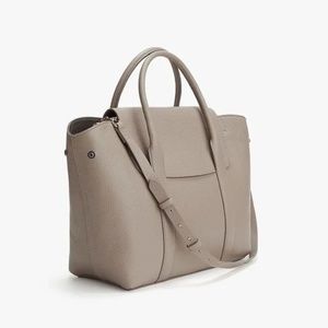 Cuyana trapeze satchel in pebbled stone leather